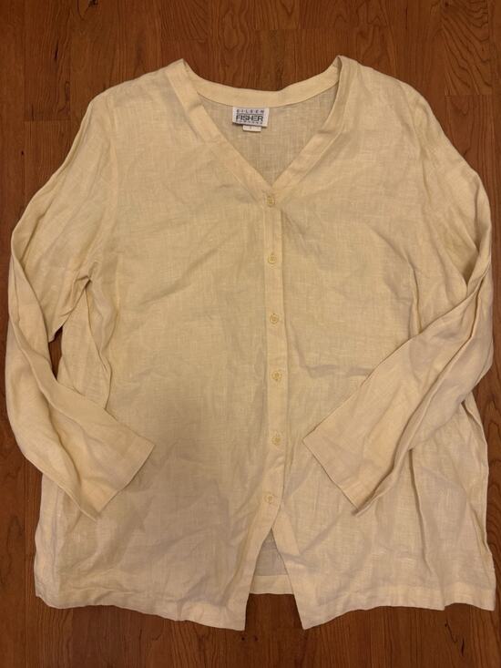 Eileen Fisher Tops - Eileen Fisher Shirt Womens Large Linen Button Down Top Casual Organic VTG Yellow